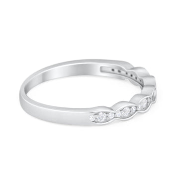 Half Eternity Wedding Band Round Simulated Cubic Zirconia 925 Sterling Silver
